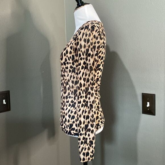 Victoria secret Sheer Mesh Long Sleeve Leopard Top - Picture 8 of 9
